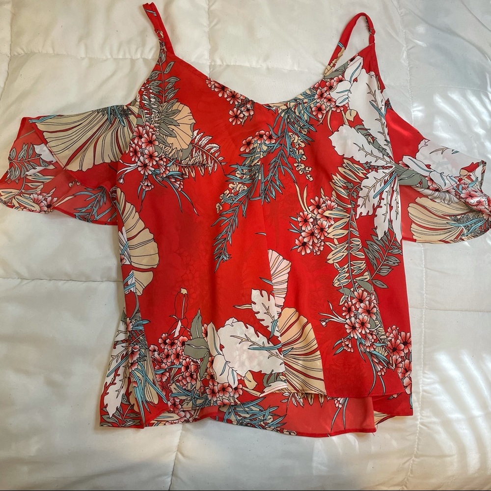 Flower Printed off the shoulder blouse
